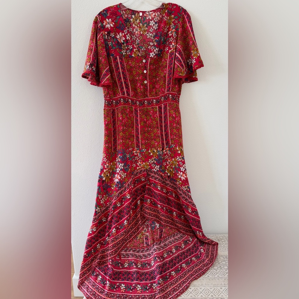 Floral Red Dress